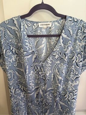 Lucky Brand Light Blue  V-Neck Button Dress
